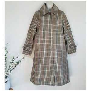 Caron Callahan Plaid Trench Coat
